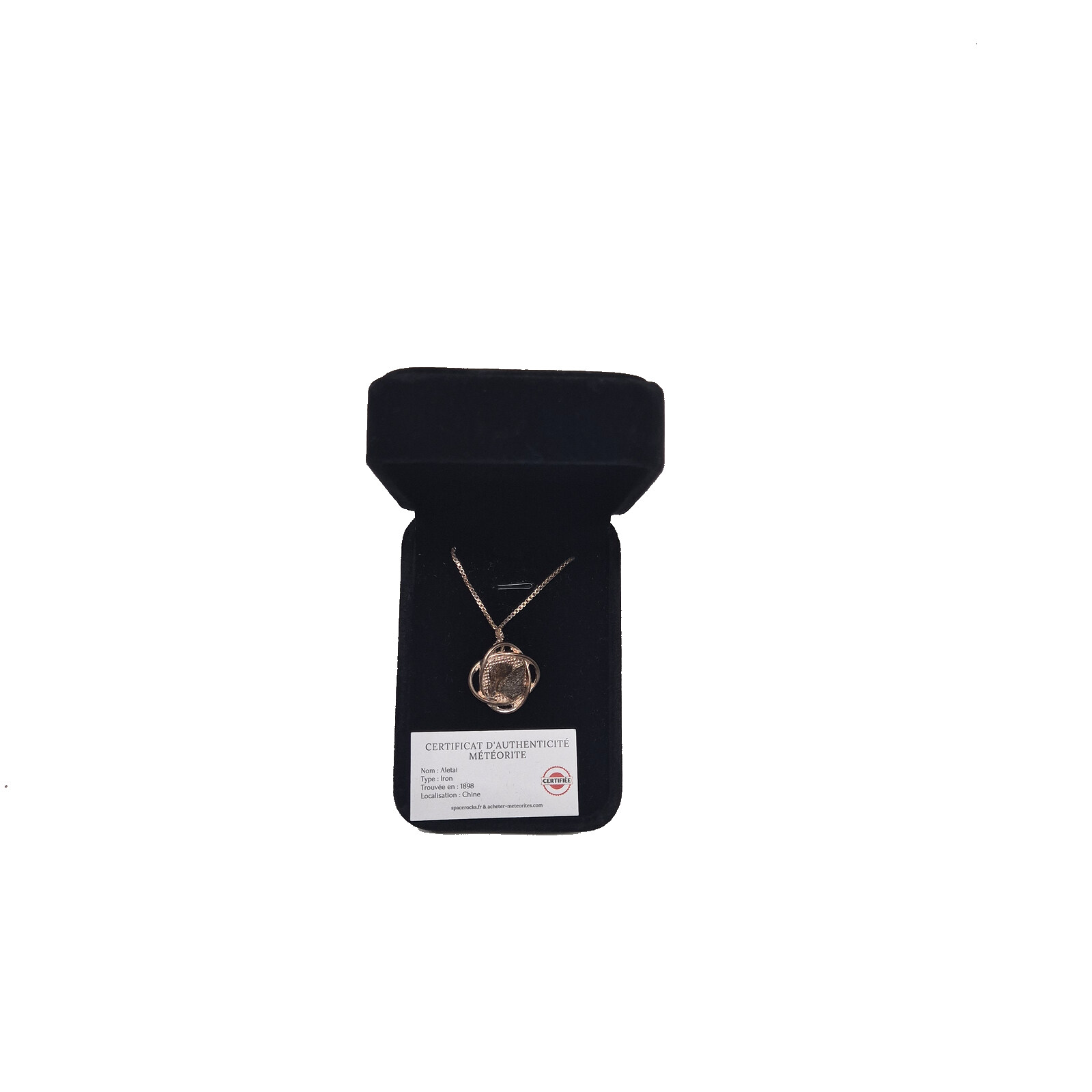 collier 2 météorites écrin à bijou