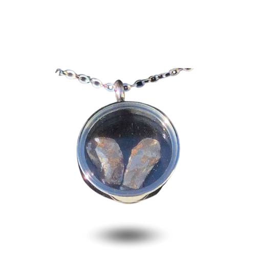 Pendentif vitrine avec deux météorites