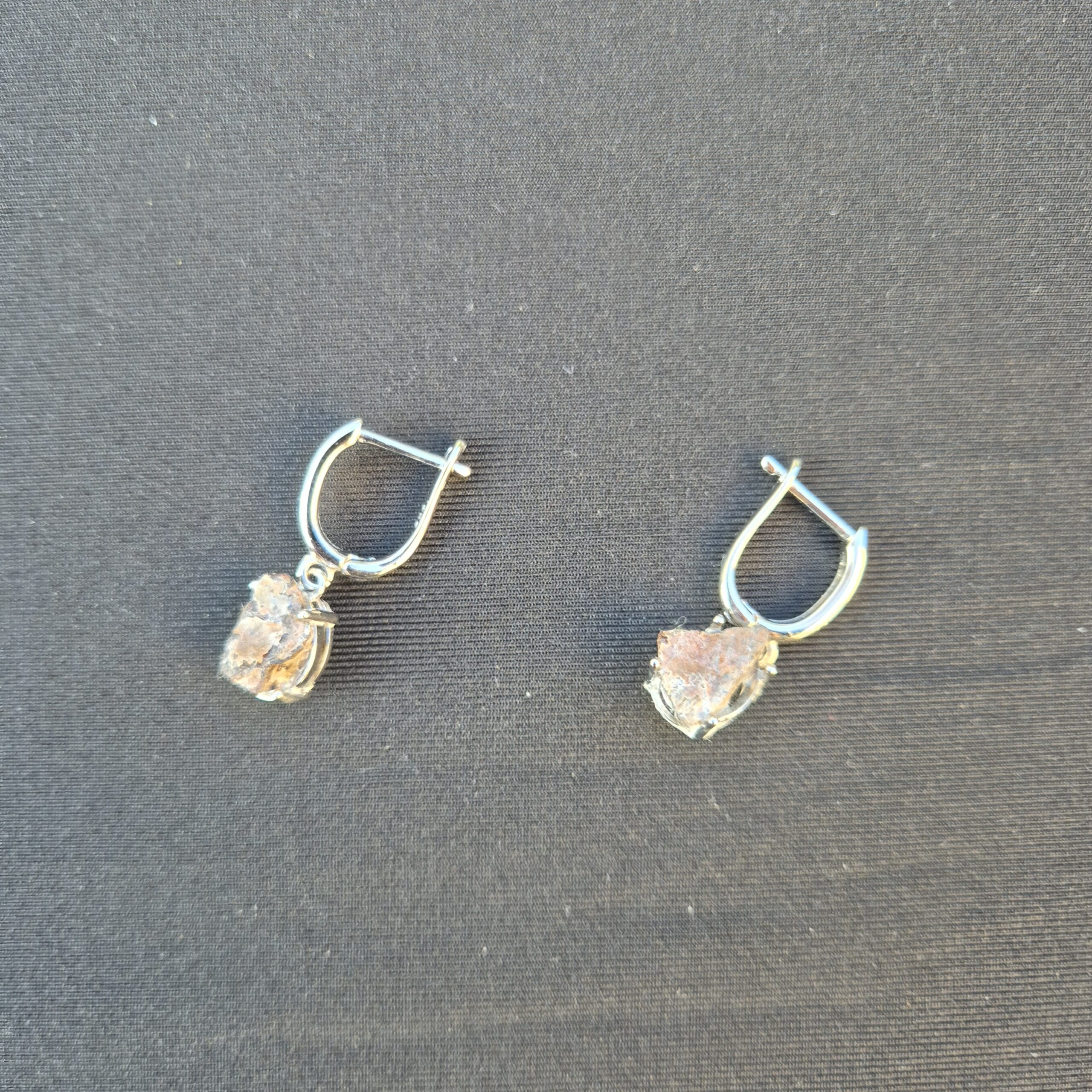 boucles d'oreilles pierre brute météorite