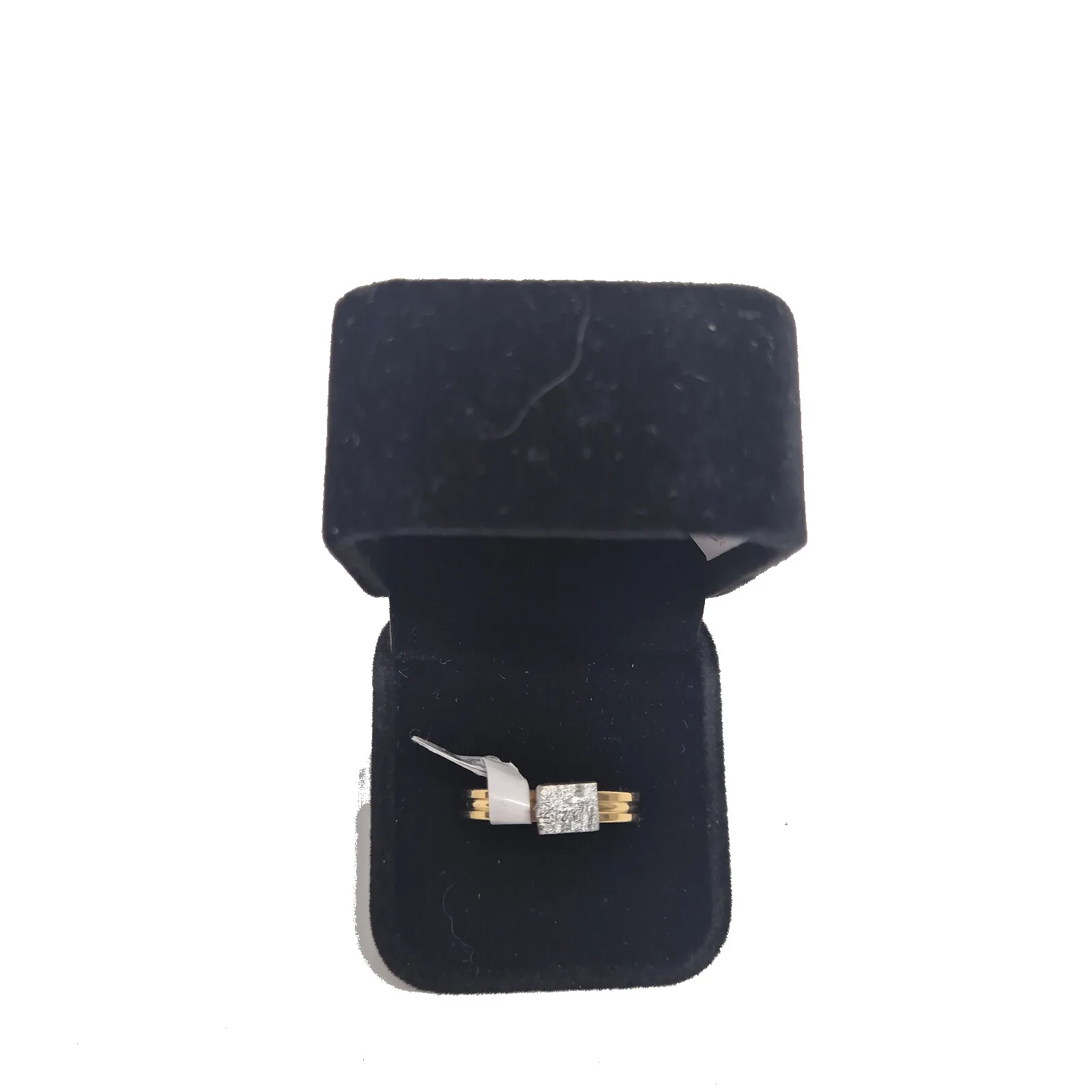Bague dorée plaque carrée – météorite Aletai, taille 21 – vue 2