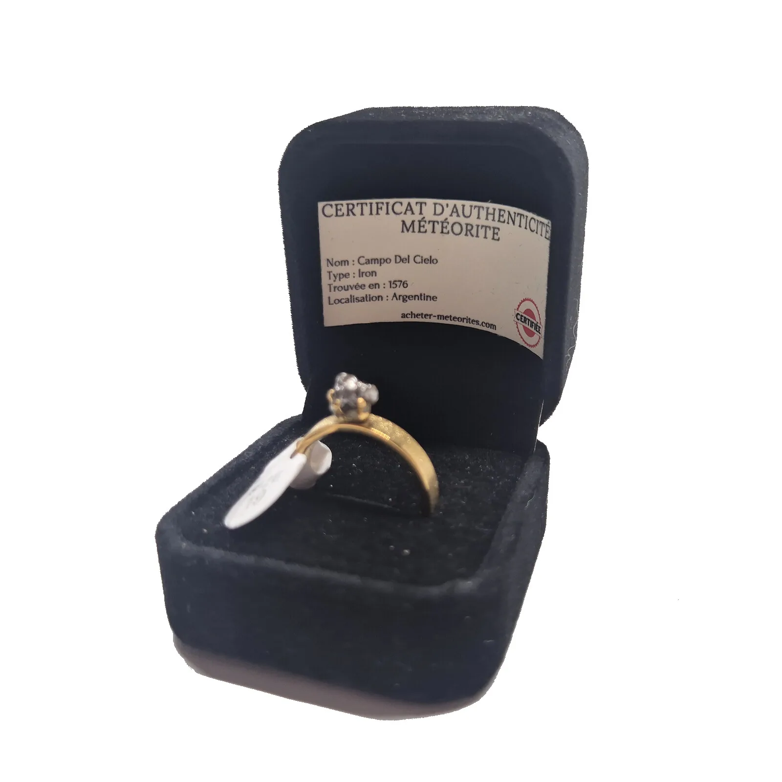 Bague dorée Campo del Cielo – serti haut, taille 19 – vue 3