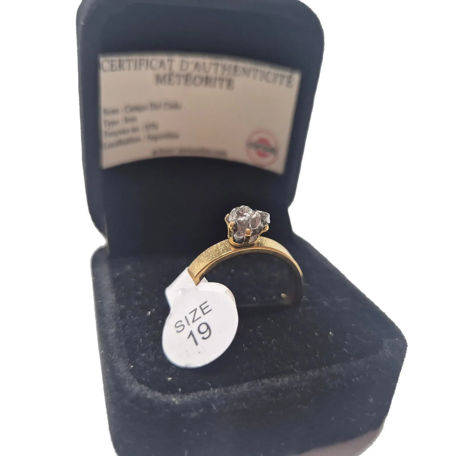 Bague dorée Campo del Cielo – serti haut, taille 19 – vue 4