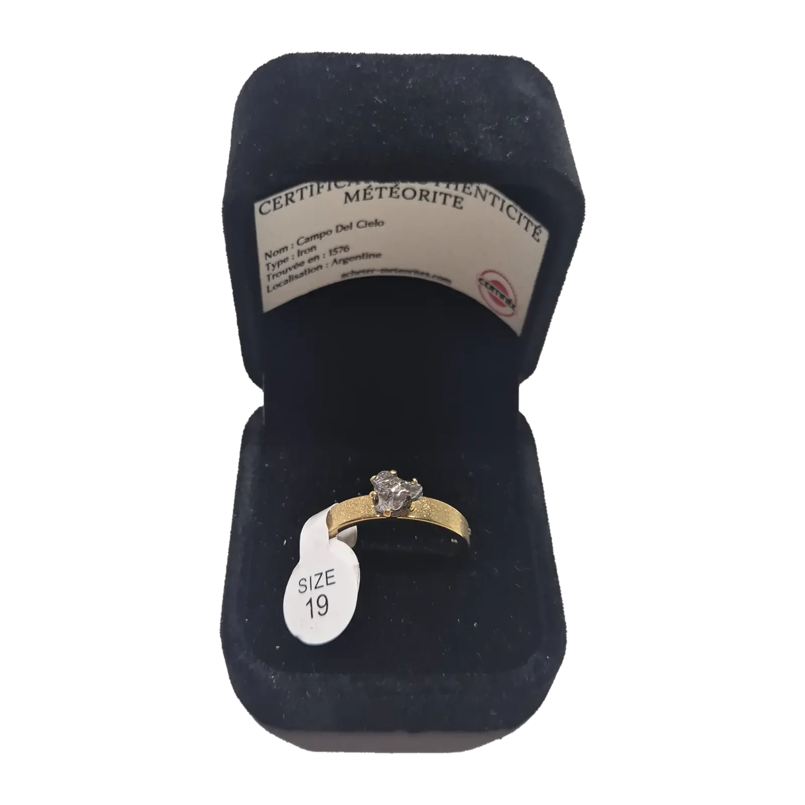 Bague dorée Campo del Cielo – serti haut, taille 19