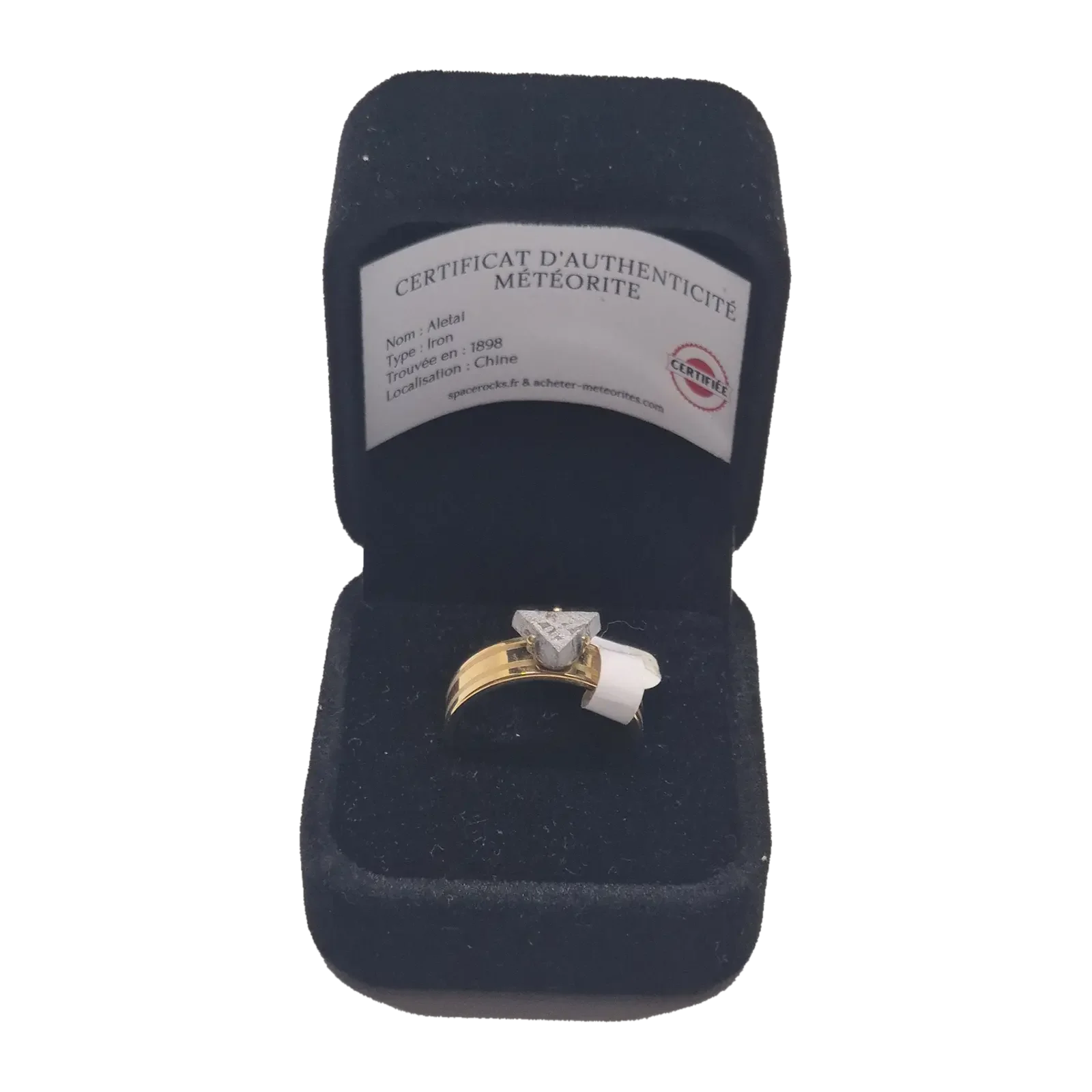Bague dorée triangle de météorite Aletai – taille 17