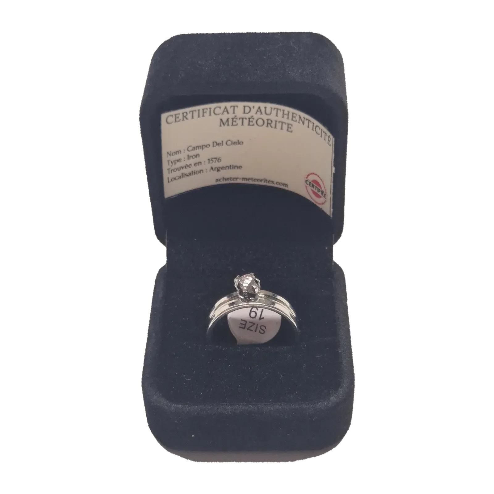 Bague double anneau argentée – Campo del Cielo sertie griffes