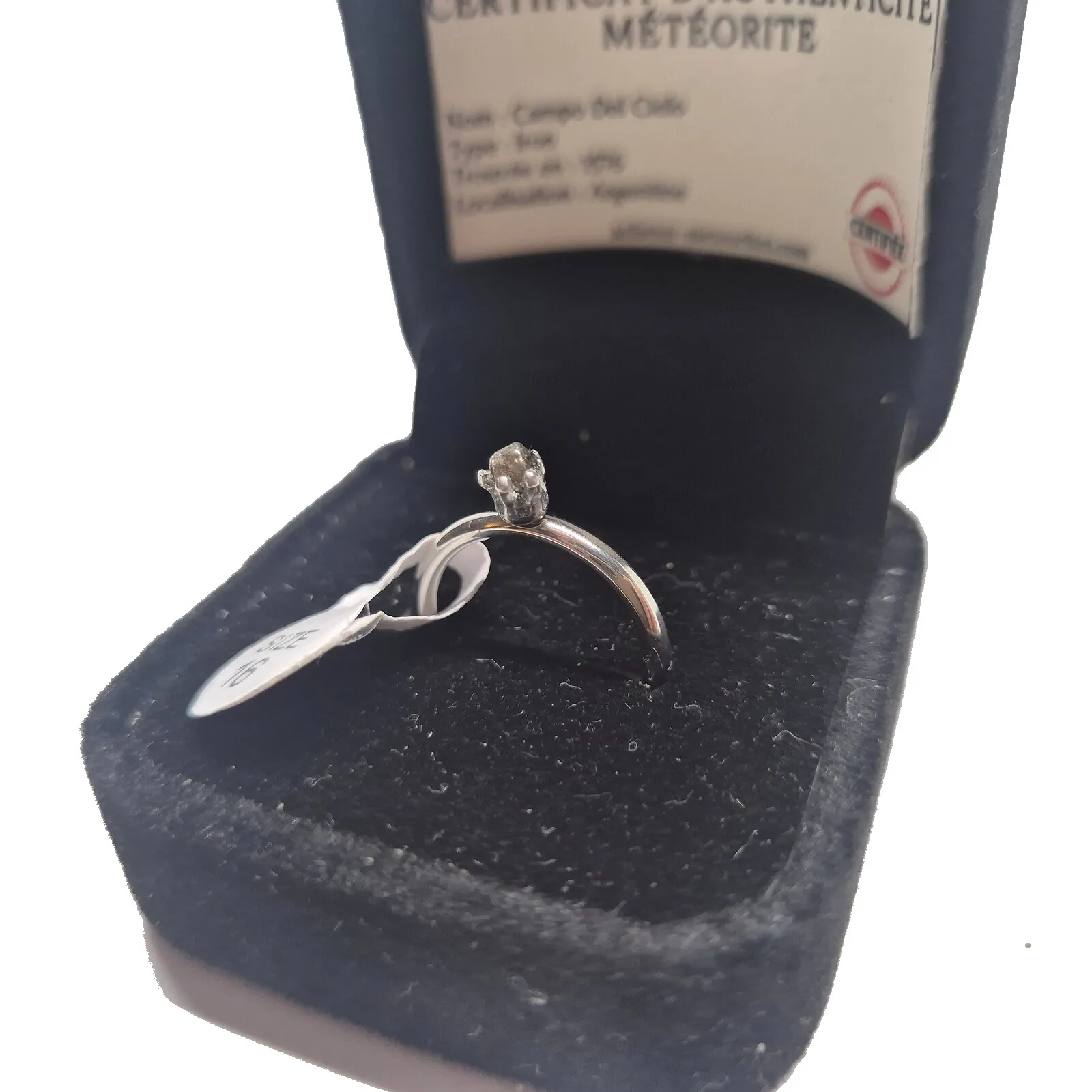 Bague fine argentée – solitaire Campo del Cielo, taille 16 – vue 3