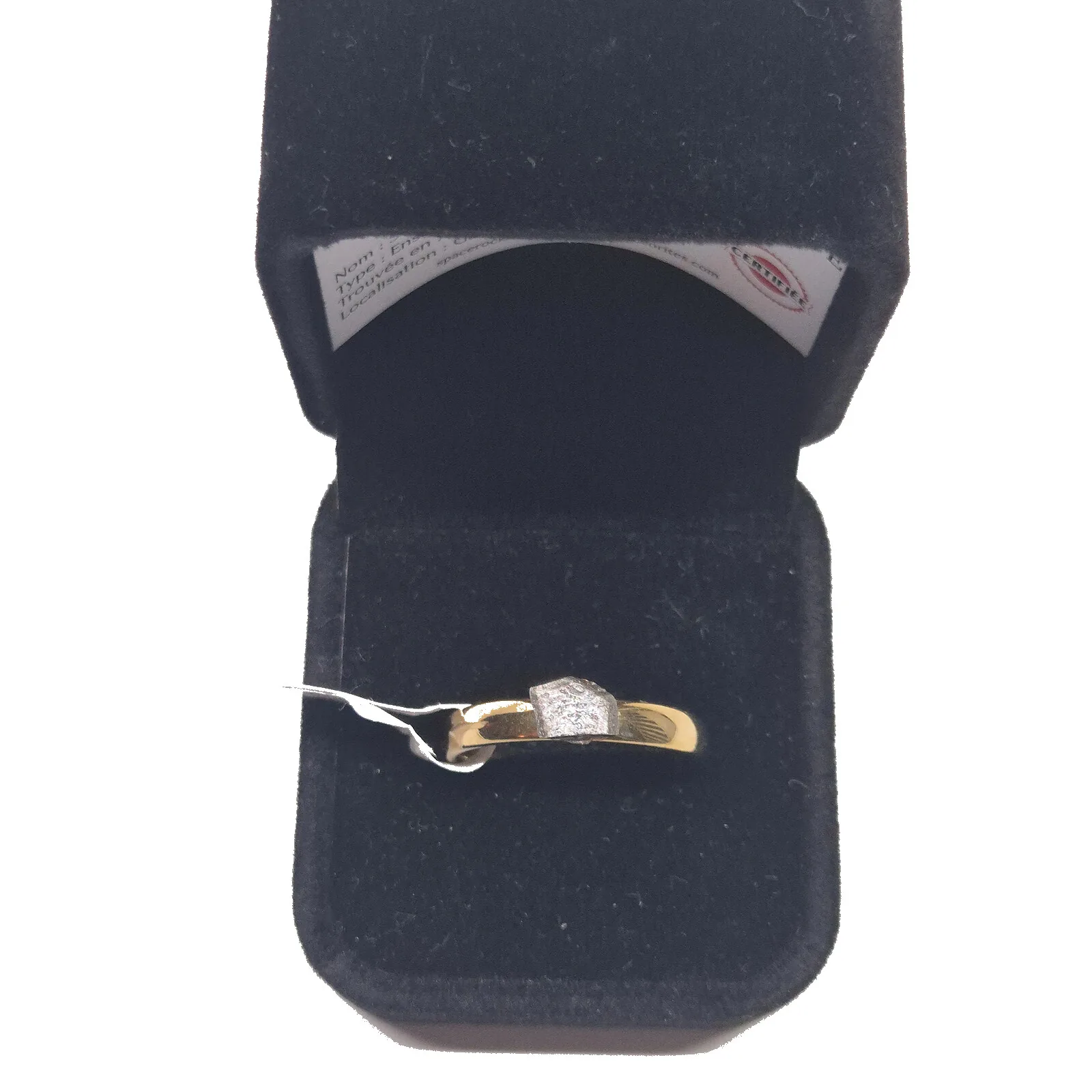 Bague dorée météorite aubrite Sebkha el Melah 001, taille 17 – vue 2