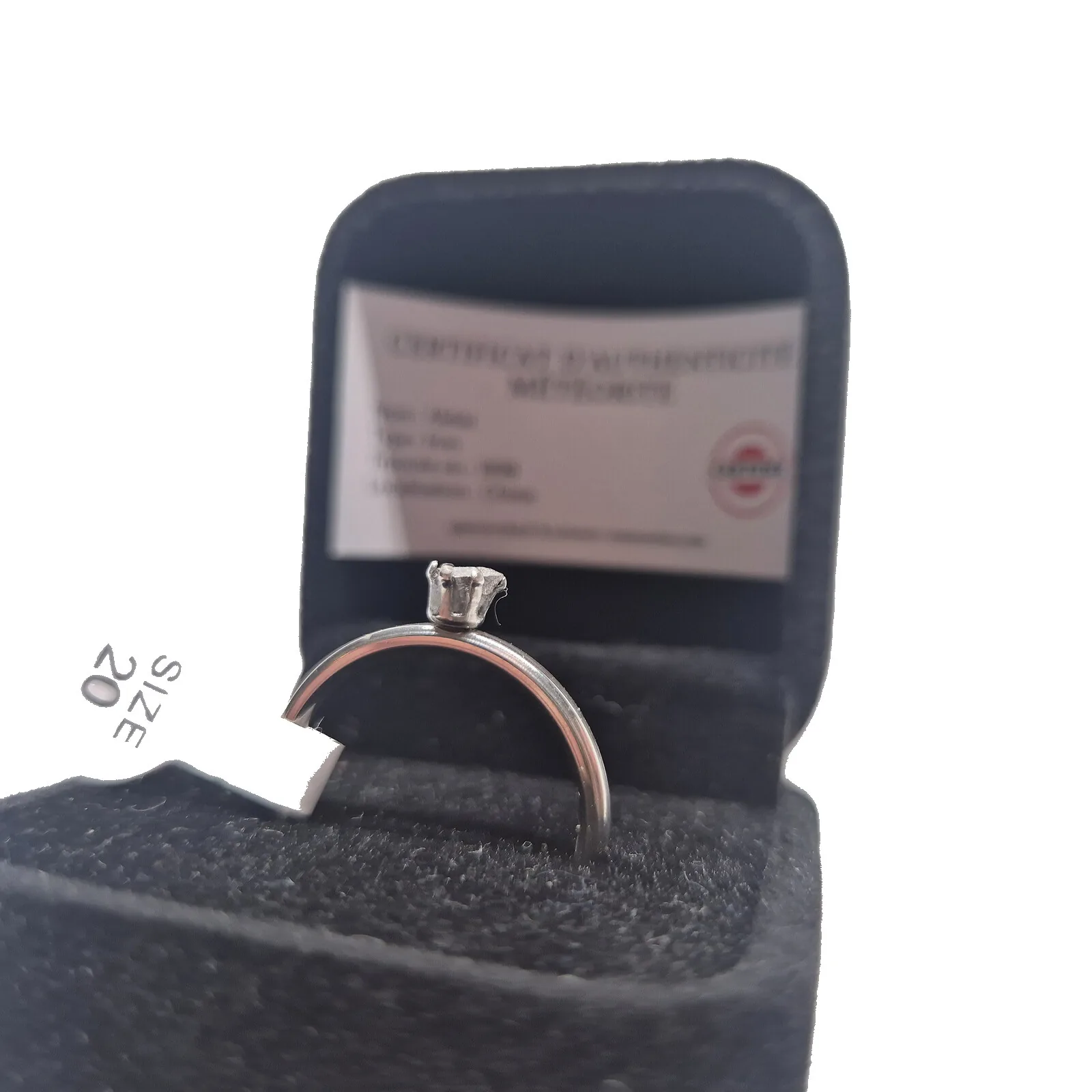 Bague solitaire argentée – météorite Aletai, taille 20 – vue 4