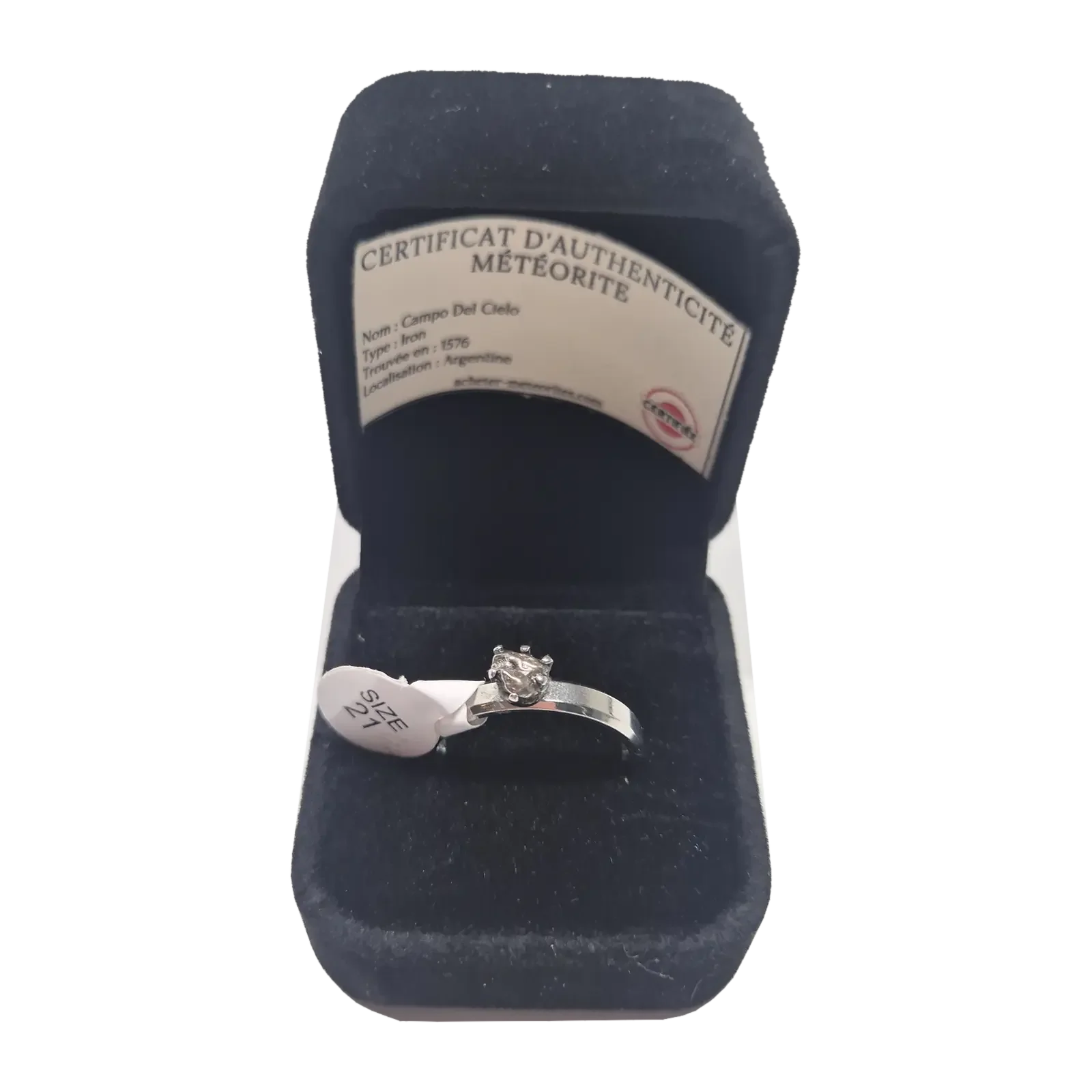 Bague solitaire argentée – Campo del Cielo, taille 21