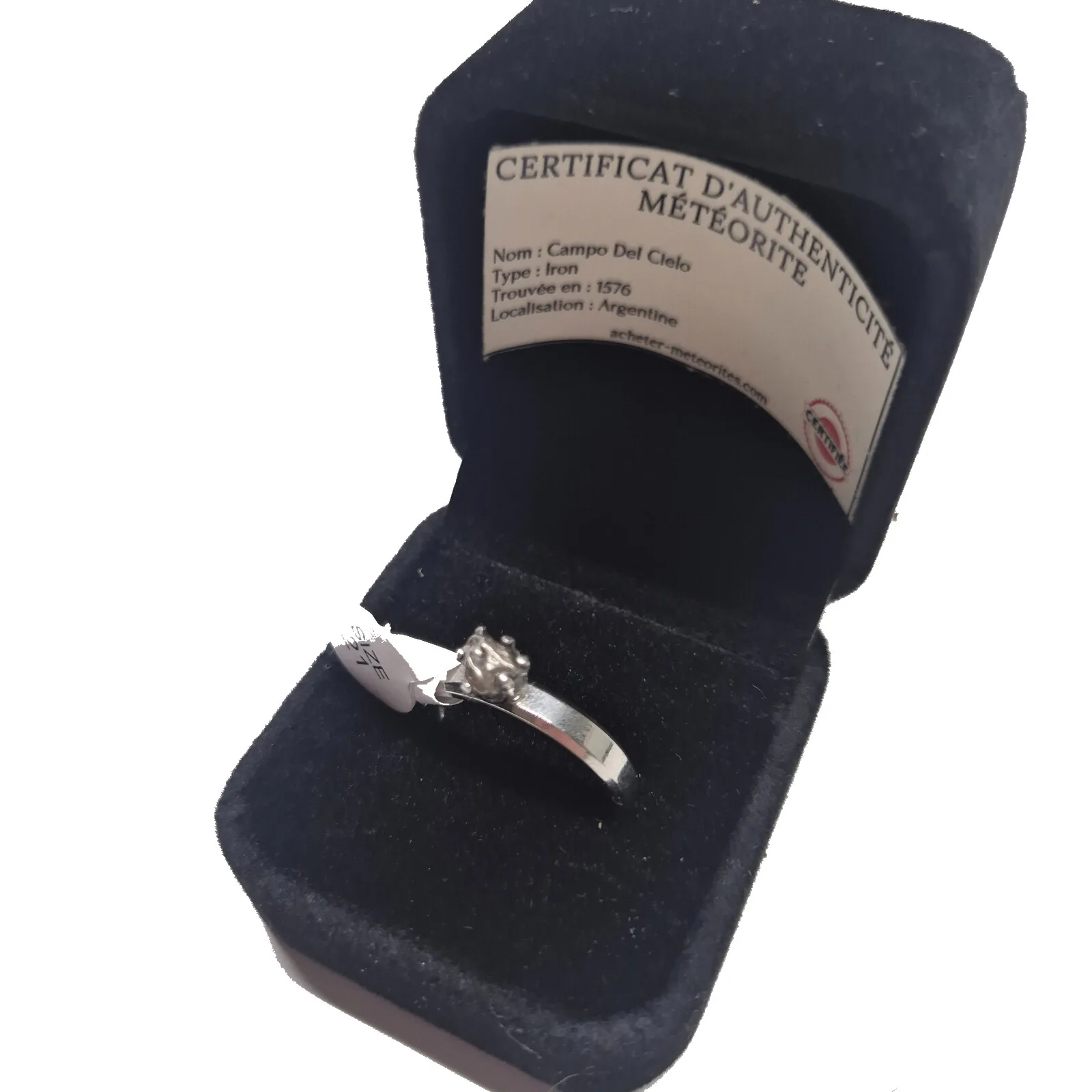 Bague solitaire argentée – Campo del Cielo, taille 21 – vue 2