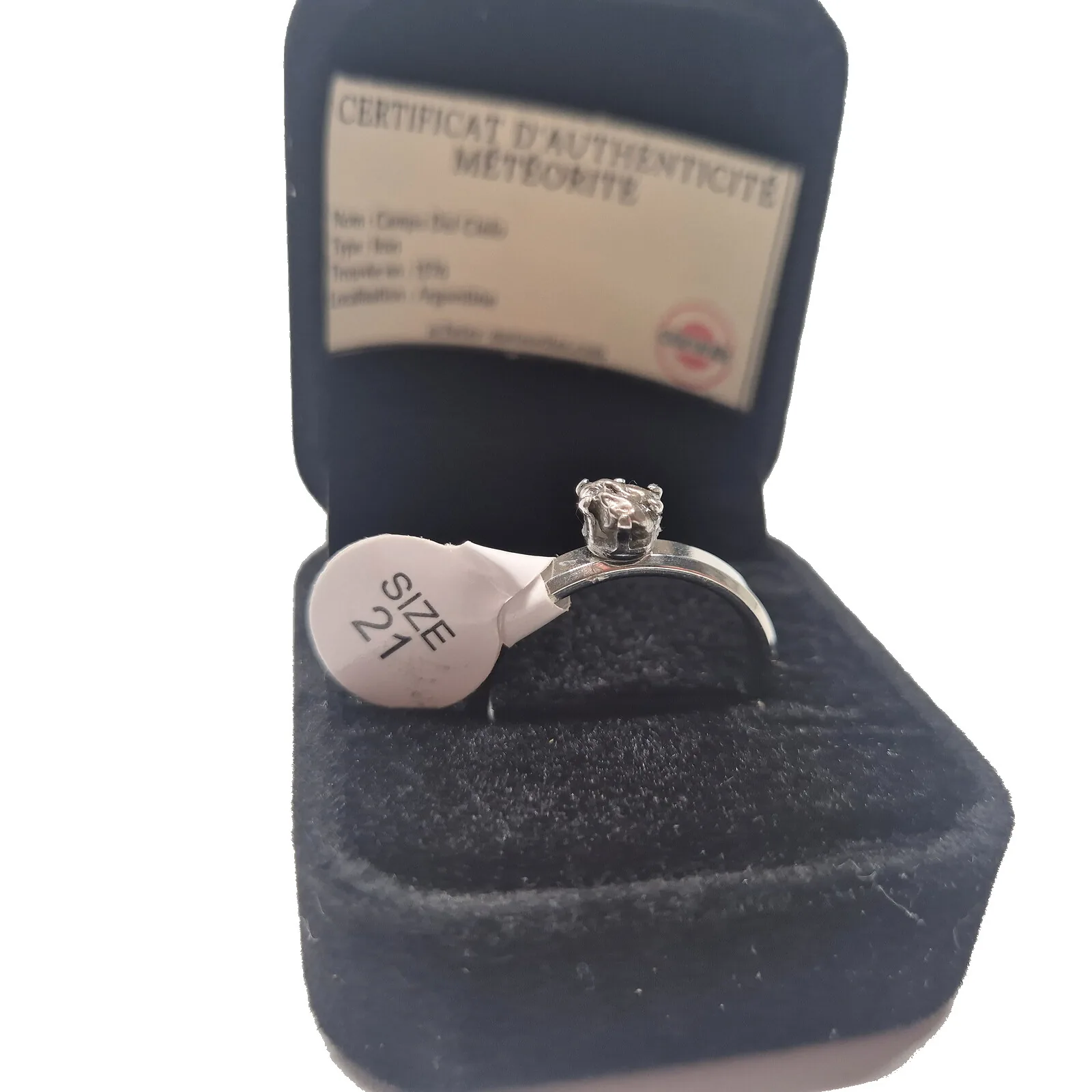 Bague solitaire argentée – Campo del Cielo, taille 21 – vue 3