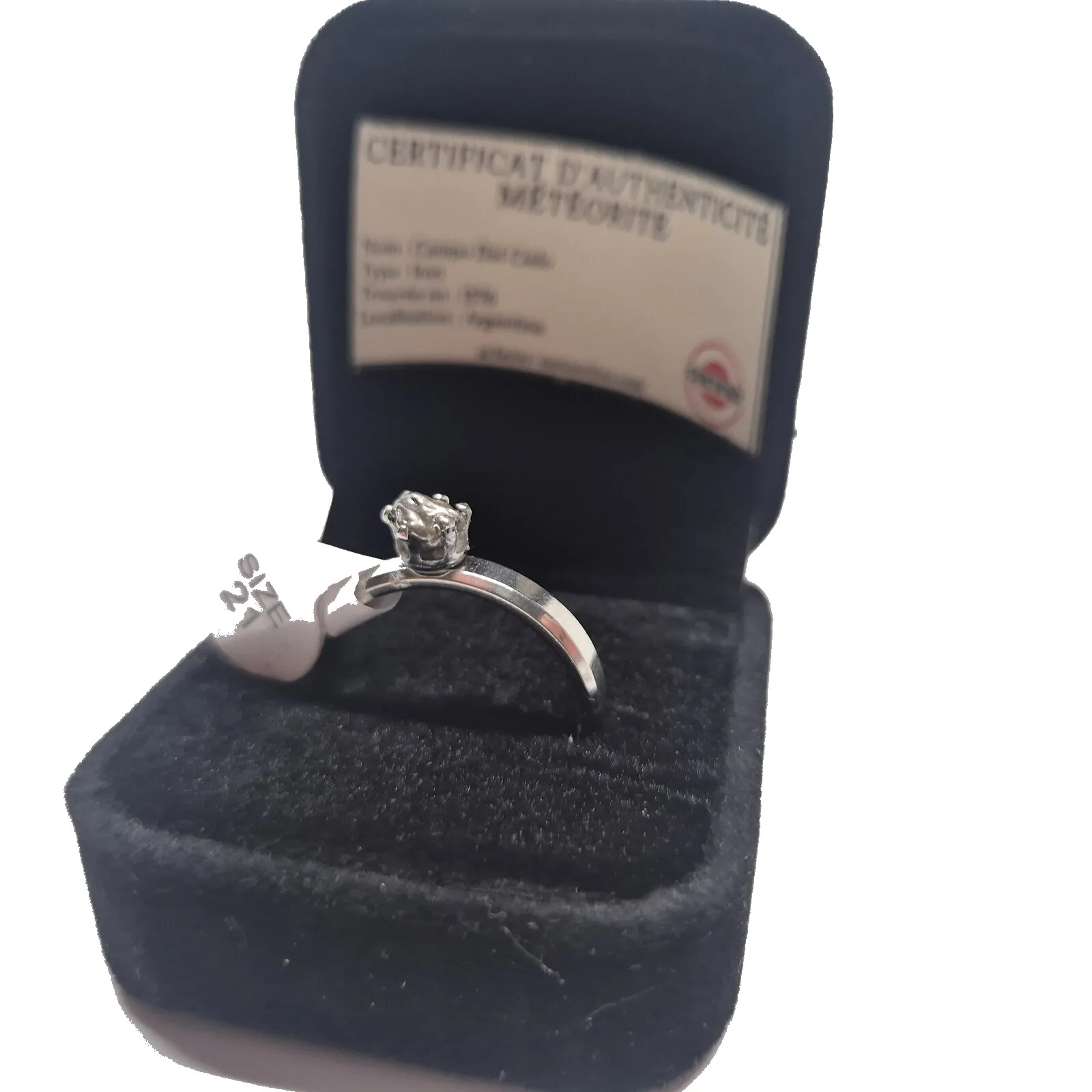 Bague solitaire argentée – Campo del Cielo, taille 21 – vue 4