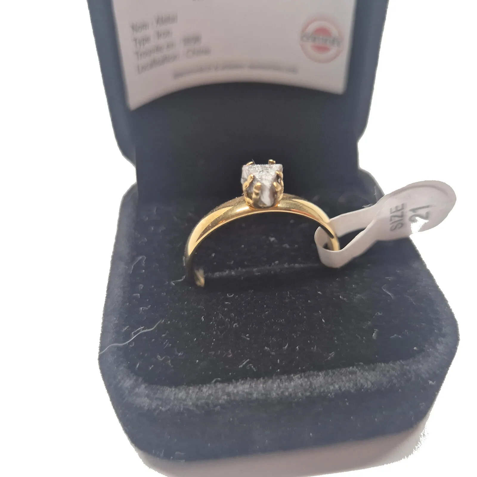 Bague solitaire dorée – météorite Aletai, taille 21 – vue 3