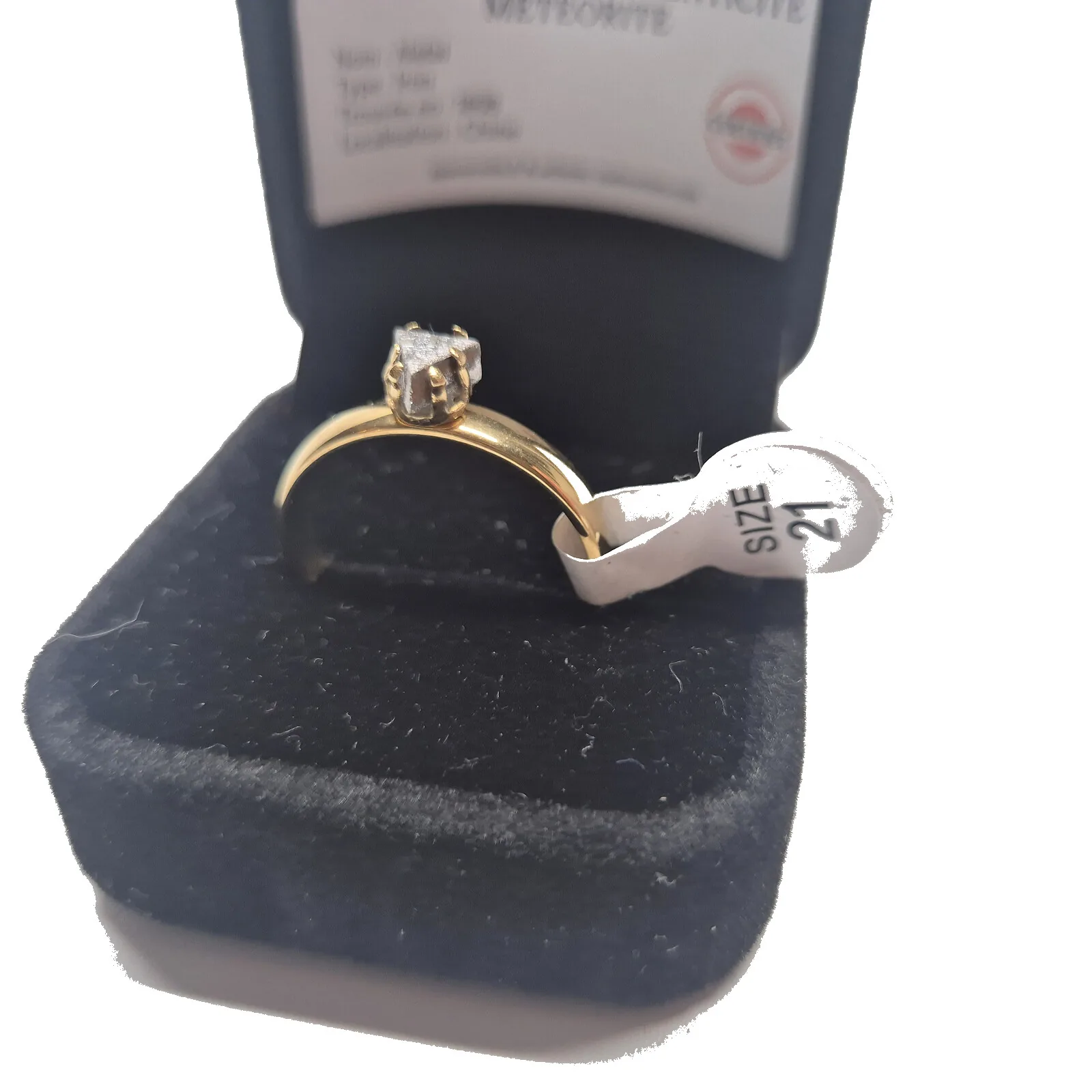 Bague solitaire dorée – météorite Aletai, taille 21 – vue 4