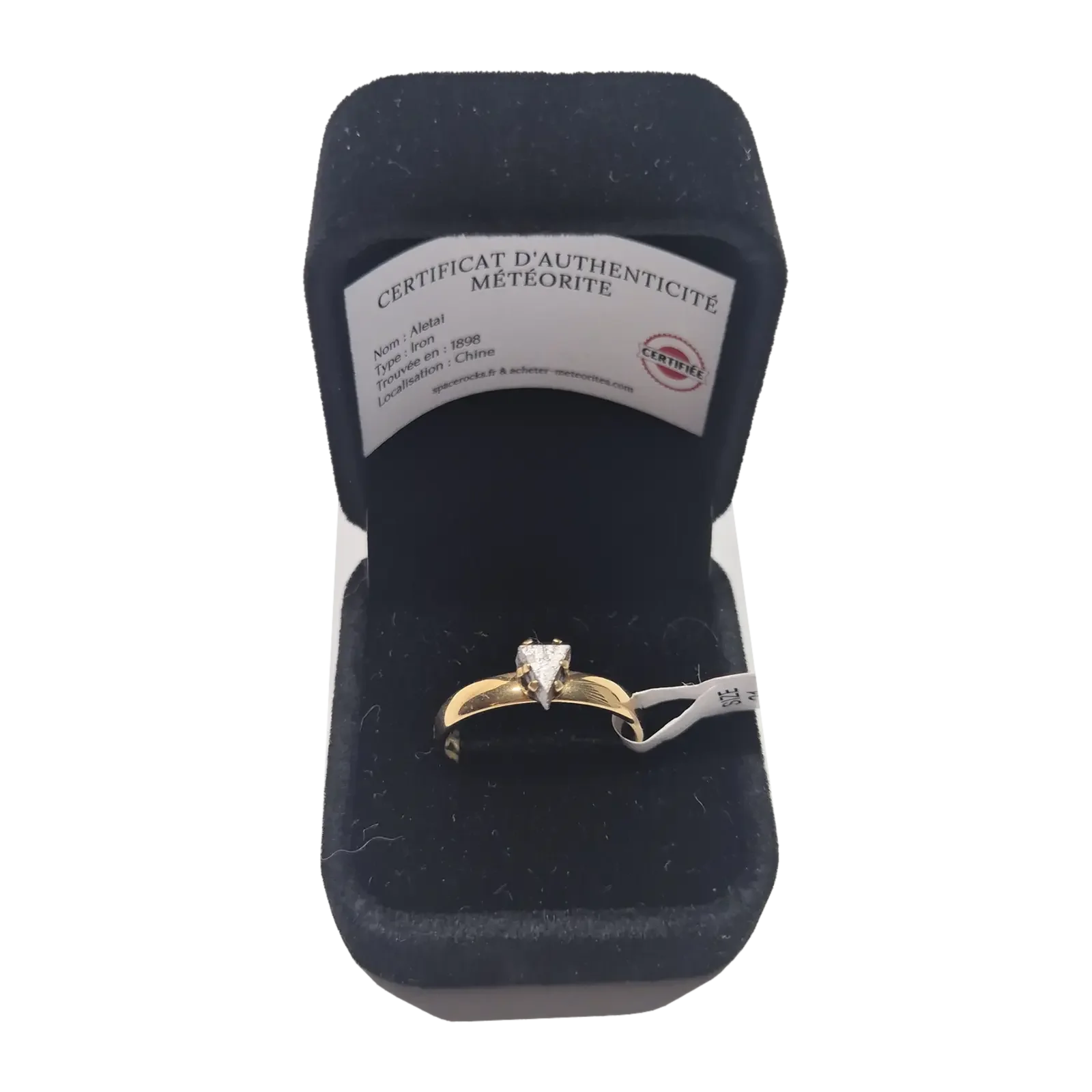 Bague solitaire dorée – météorite Aletai, taille 21