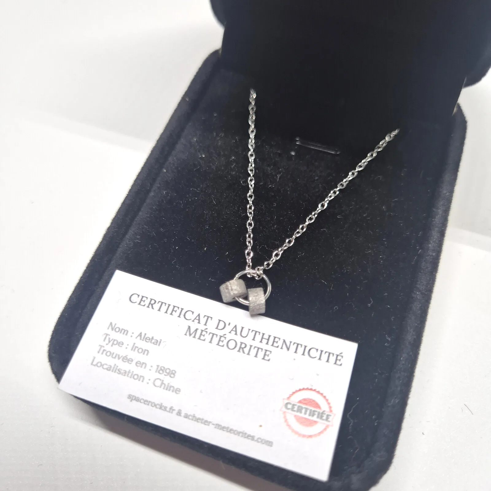Collier anneau et deux cylindres – météorite Aletai – vue 3