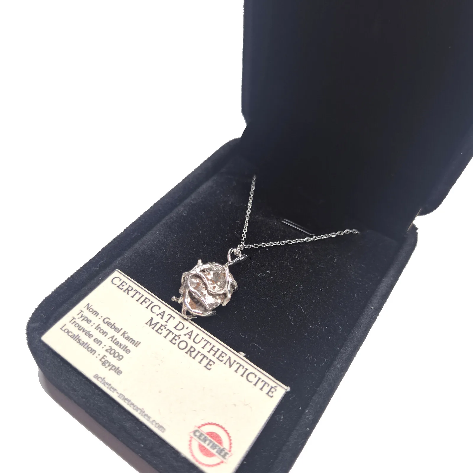 Collier entrelacs argenté – météorite Gebel Kamil – vue 4