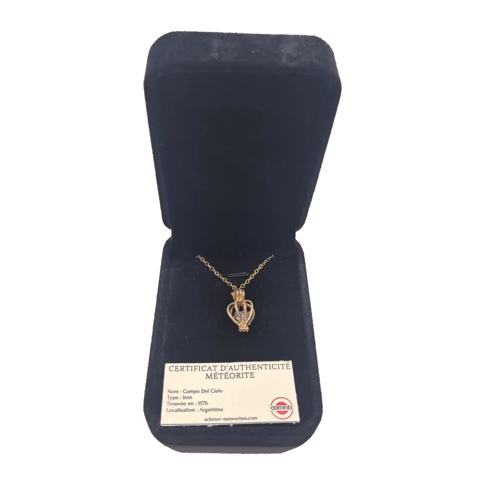 Collier cage lanterne dorée – Campo del Cielo