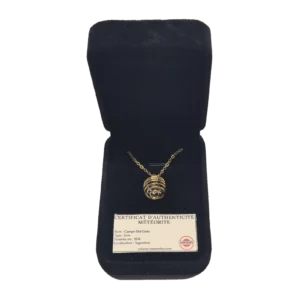 Collier cage spirale dorée – météorite Campo del Cielo
