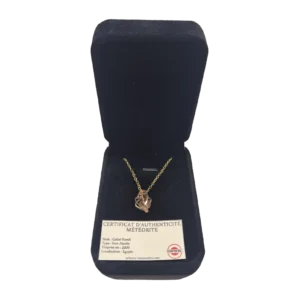 Collier cage torsadée or rose – météorite Gebel Kamil