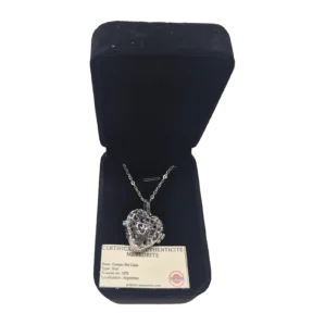 Collier cœur ajouré argenté – météorite Campo del Cielo