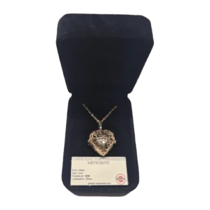 Collier cœur ajouré doré – météorite Aletai