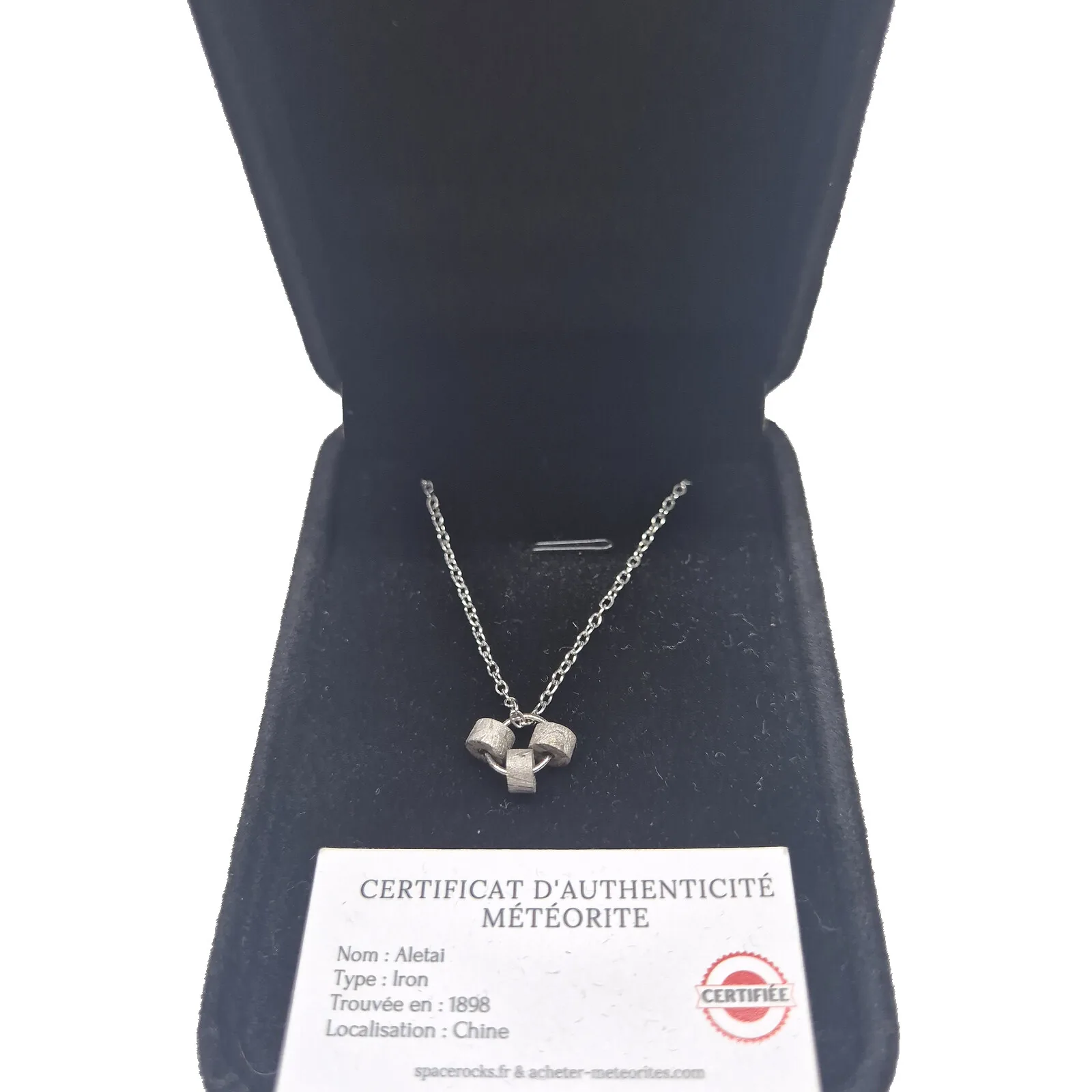 Collier trio de cylindres – météorite Aletai – vue 2
