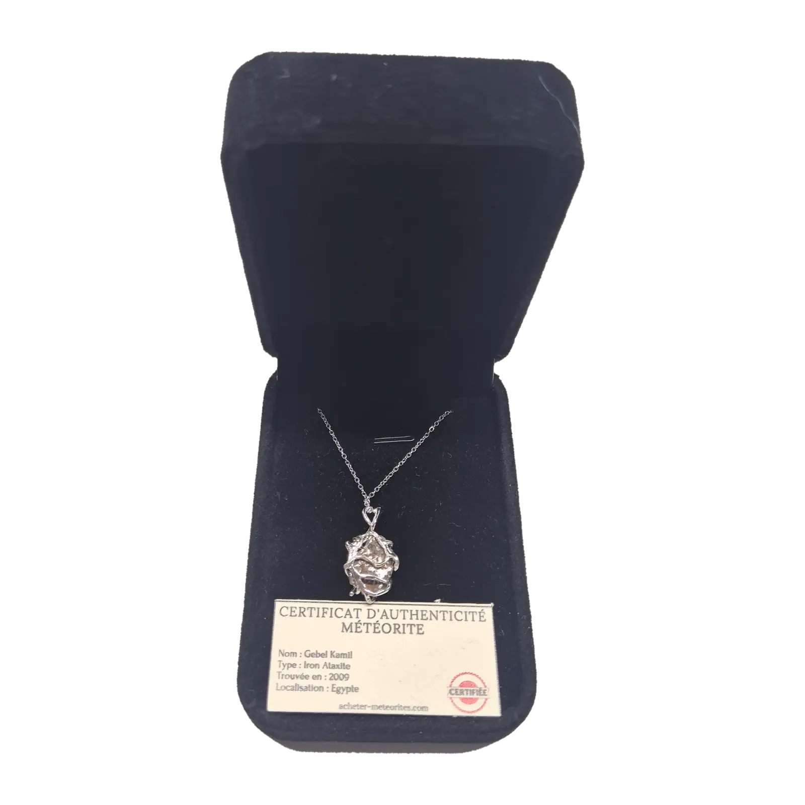 Collier entrelacs argenté – météorite Gebel Kamil