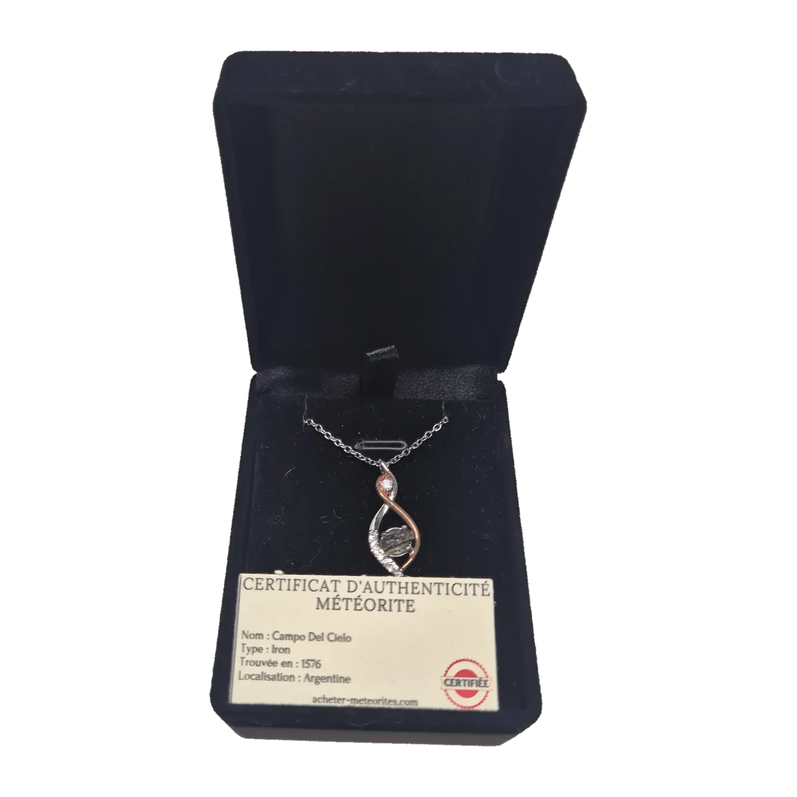 Collier infini bicolore à zircons – météorite Campo del Cielo