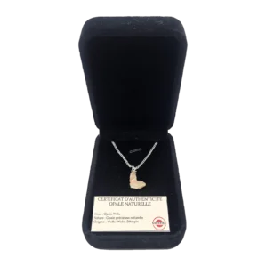 Collier opale Welo brute – chaîne argentée maille gourmette