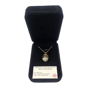 Collier opale Welo – cage spirale dorée