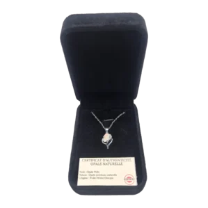 Collier opale Welo – pendentif vague argenté
