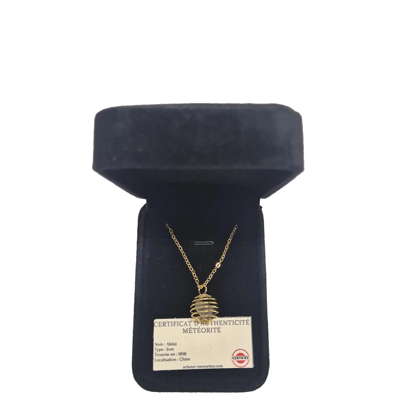 Collier spirale dorée – météorite Aletai – vue 3