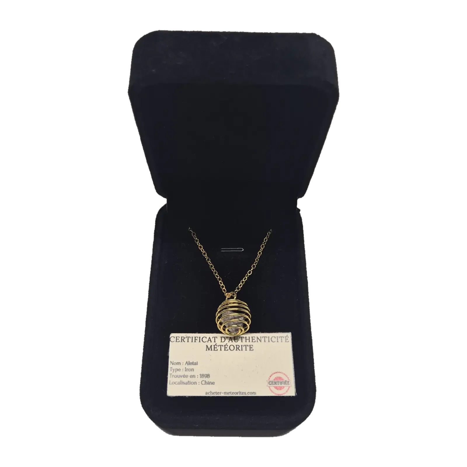 Collier spirale dorée – météorite Aletai