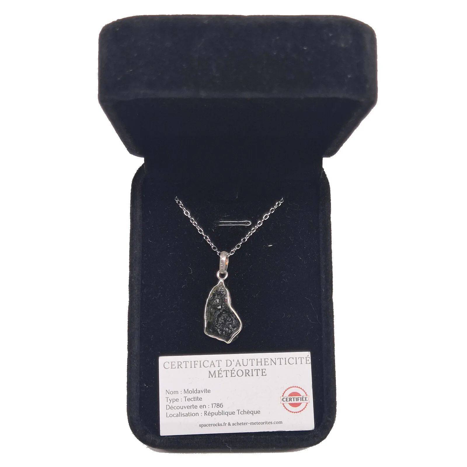Collier tectite moldavite – monture argentée n°4 – vue 3