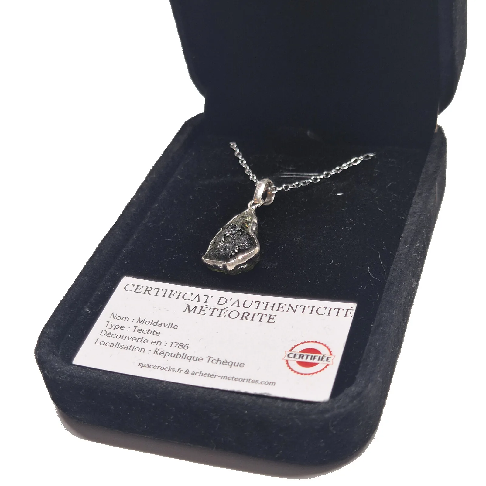 Collier tectite moldavite – monture argentée n°4 – vue 4