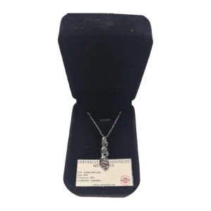 Collier trois fragments de météorite Campo del Cielo – spirale argentée
