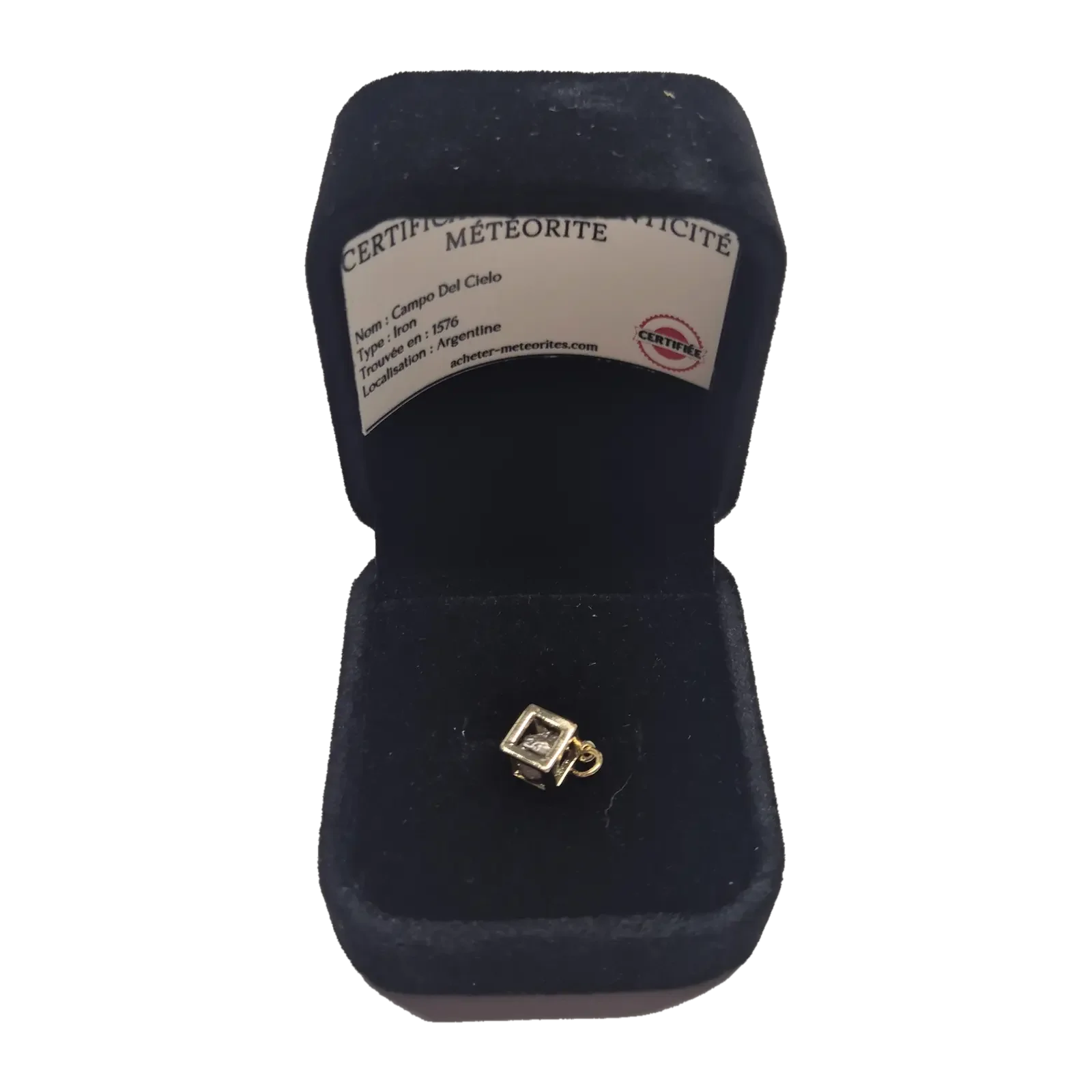 Pendentif cube doré – météorite Campo del Cielo