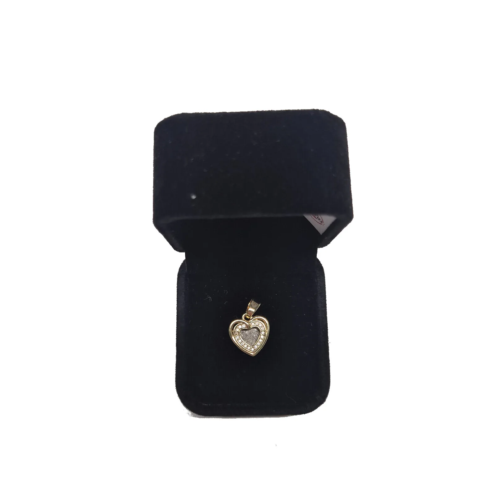 Pendentif cœur doré à zircons – météorite Aletai – vue 2
