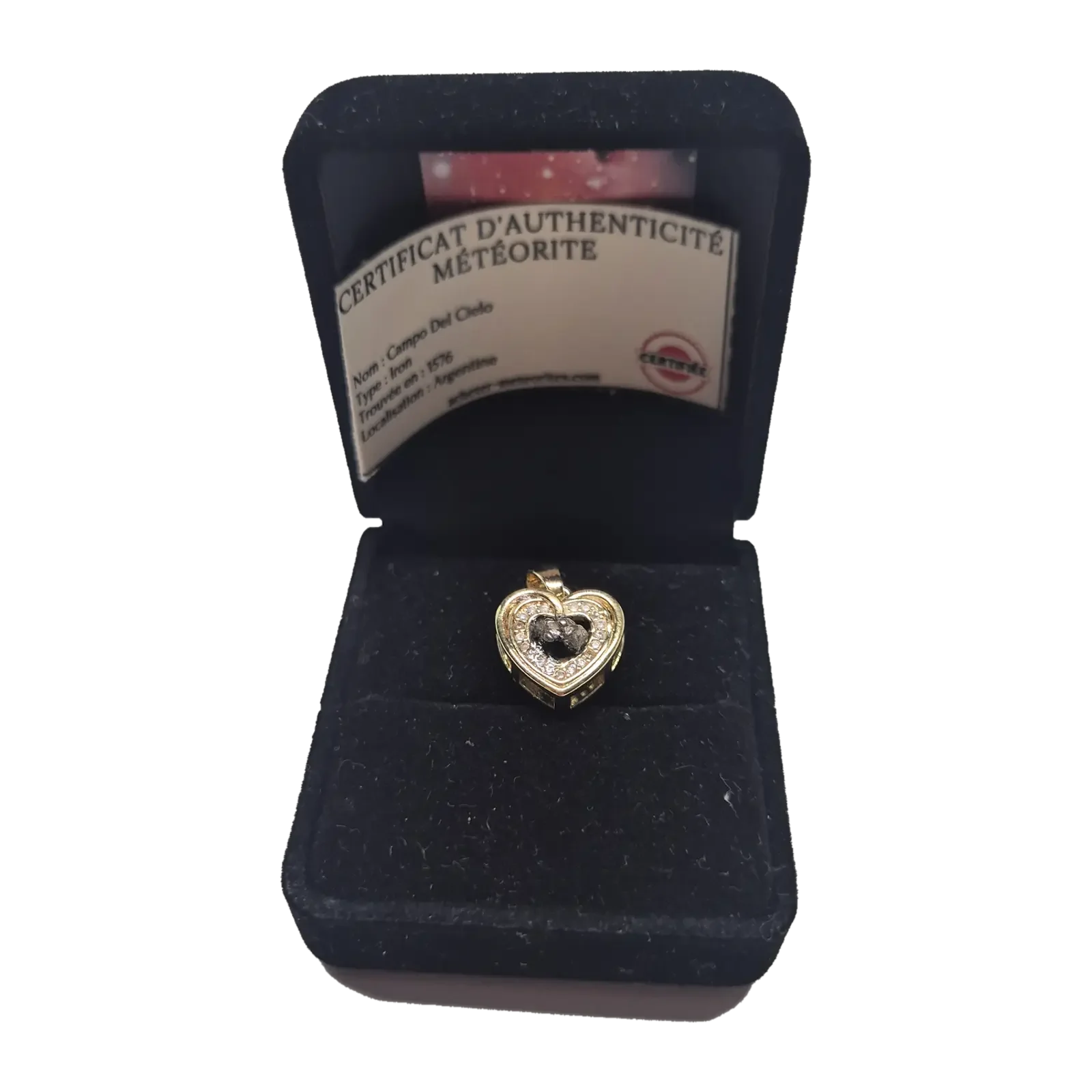Pendentif cœur doré à zircons – Campo del Cielo