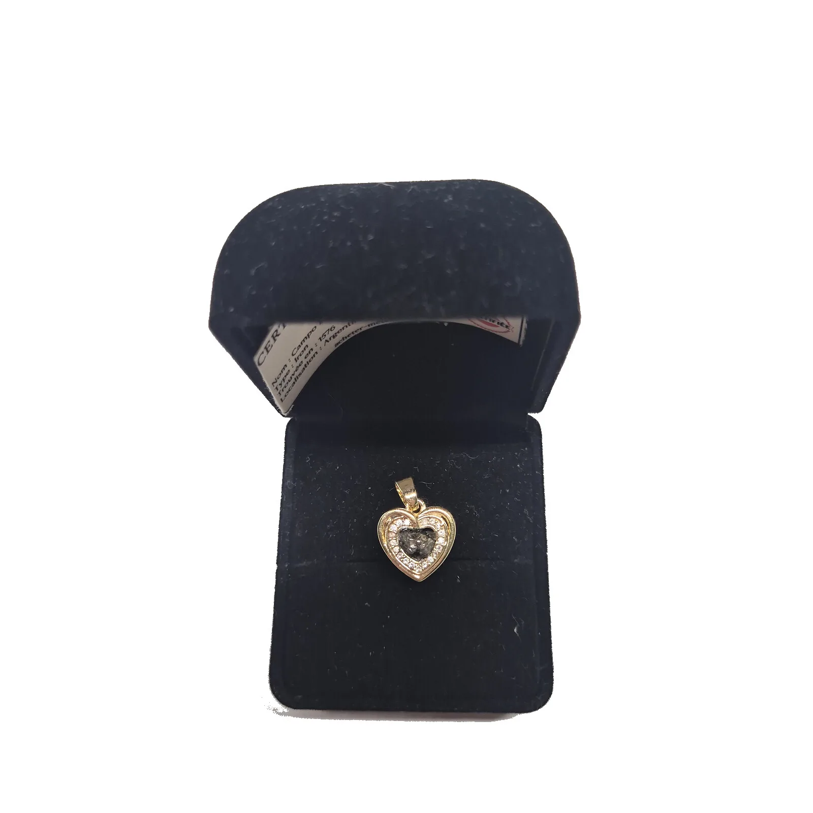 Pendentif cœur doré à zircons – Campo del Cielo – vue 2