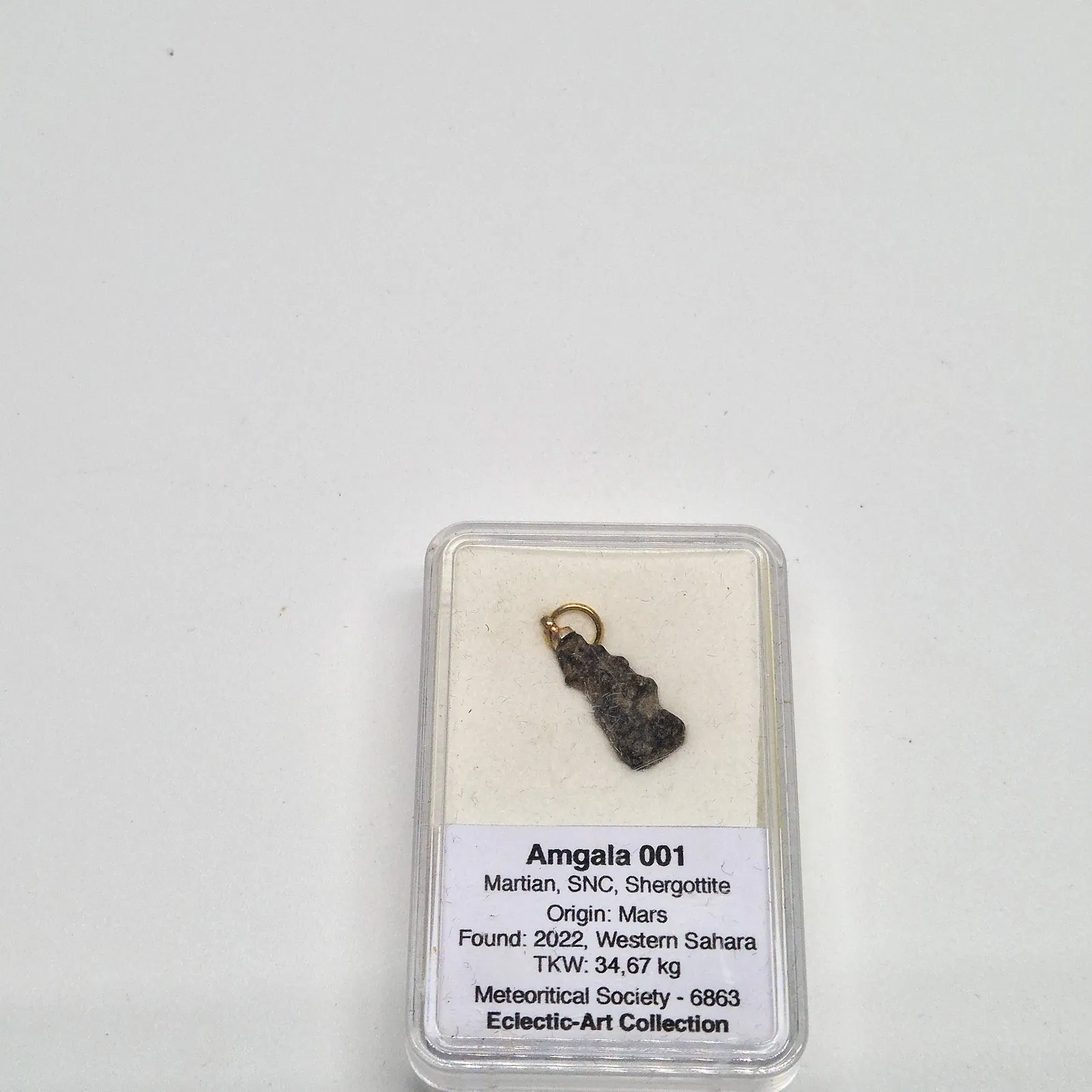 Pendentif météorite martienne Amgala 001 brute – boîte de collection – vue 5