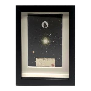 Tableau amas d'Hercule avec météorite Campo del Cielo – cadre noir et passe-partout