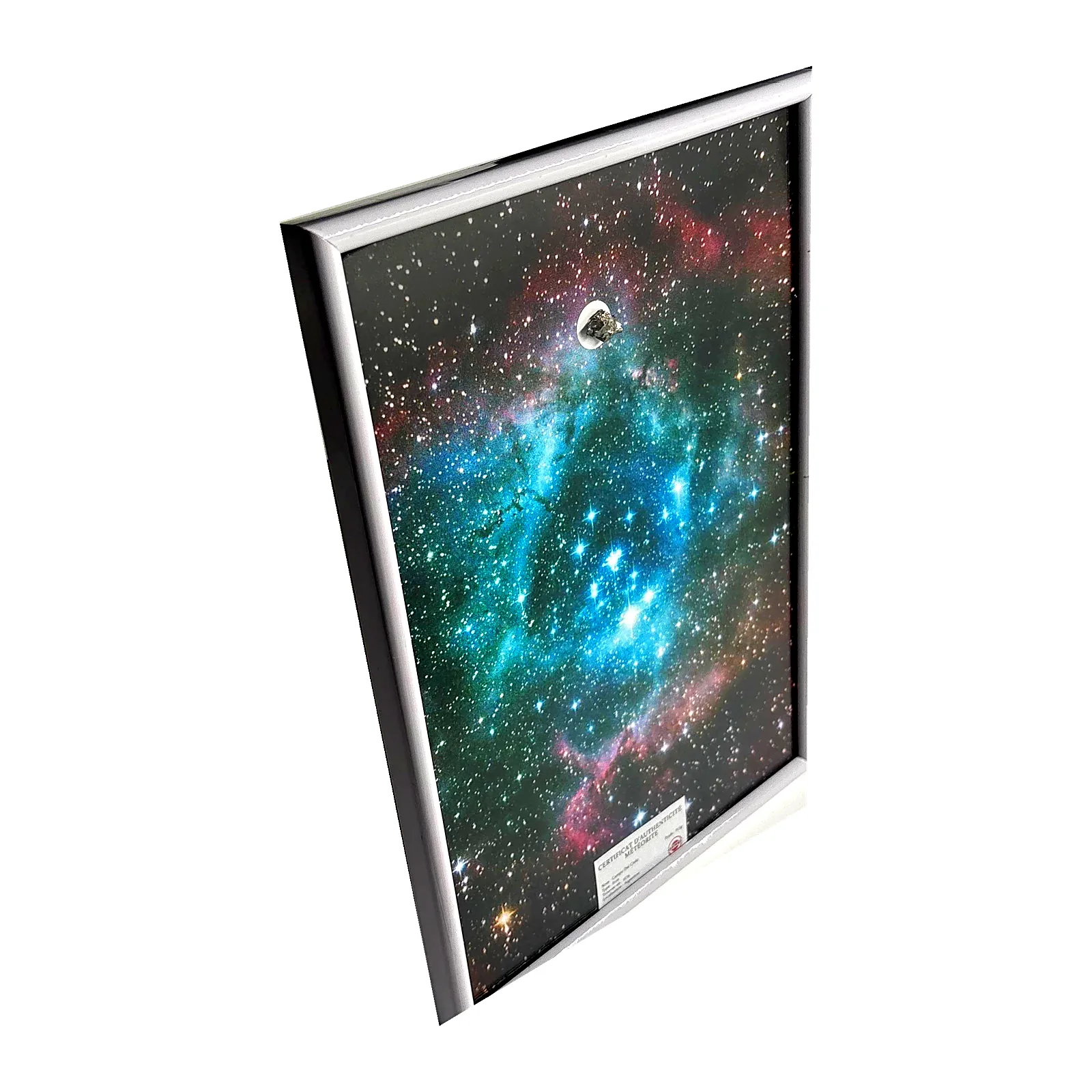 Tableau ciel étoilé – nébuleuse de la Rosette, météorite Campo del Cielo – vue de biais