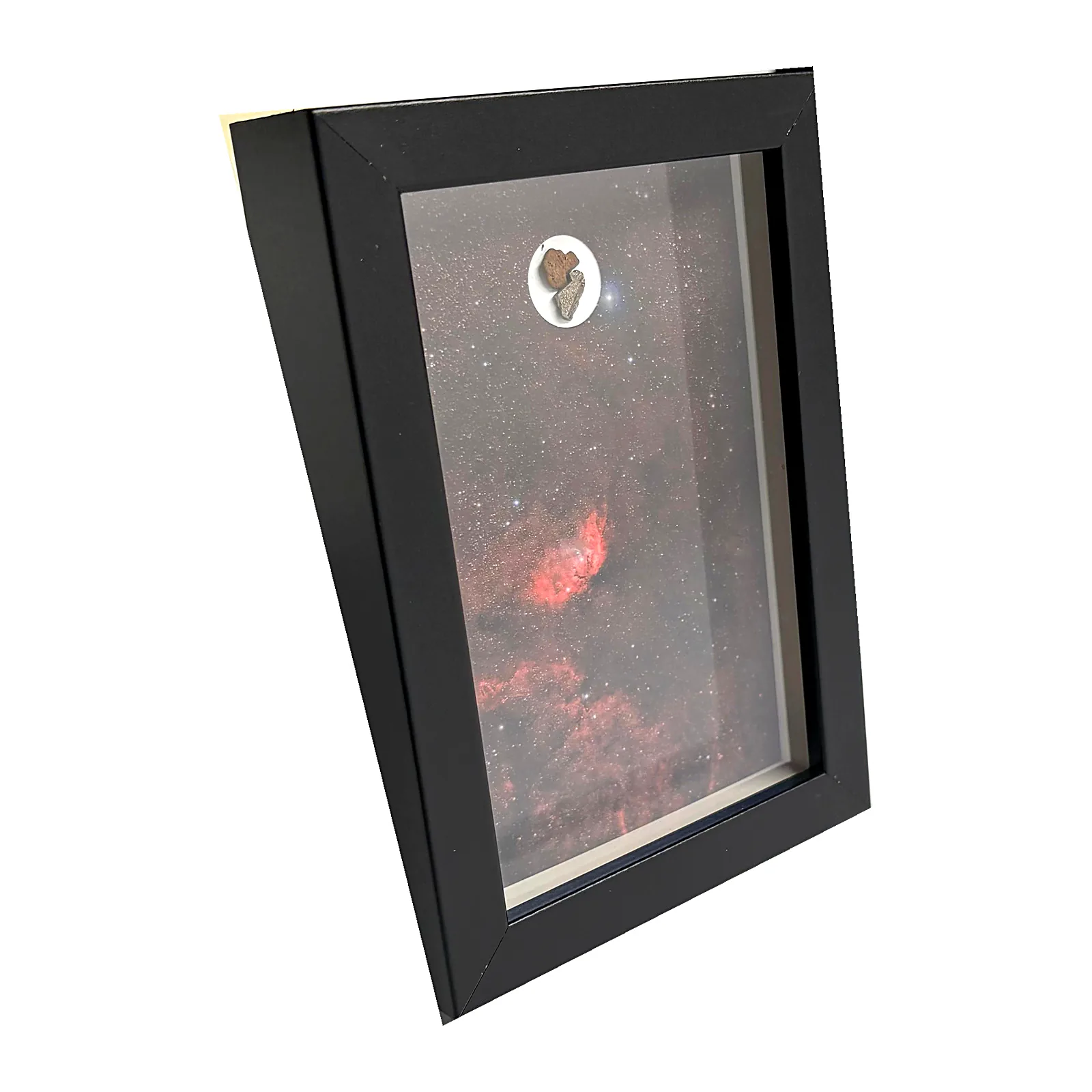 Tableau deux météorites – Gebel Kamil, Aletai et nébuleuse de la Tulipe – vue de biais