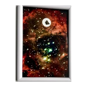 Tableau nébuleuse rose – nébuleuse de la Rosette, météorite NWA XXX